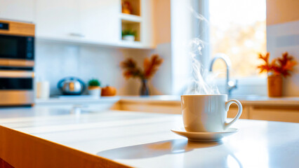 Obraz premium Freshly Brewed Coffee in Modern Kitchen