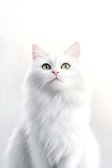 Obraz premium Majestic White Cat with Striking Green Eyes