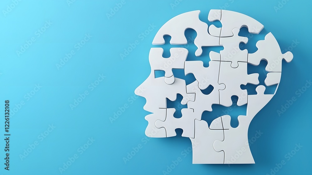 Leinwandbilder abstract modern design featuring a human head shape formed by puzzle pieces falling out highlighted 