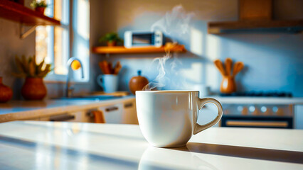 Fototapeta premium Freshly Brewed Coffee in Modern Kitchen
