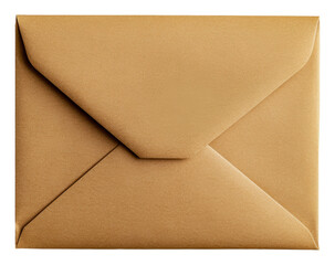 Textured brown paper envelope for letters isolated on transparent background
