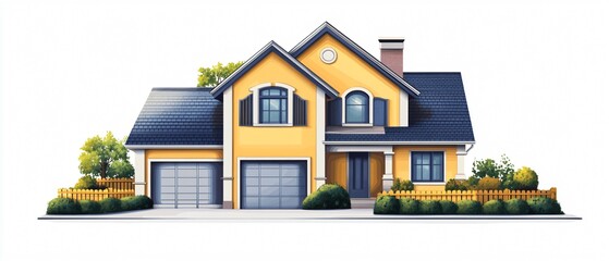Modern Family House Vector Design Elements Centered for Real Estate Marketing Campaigns