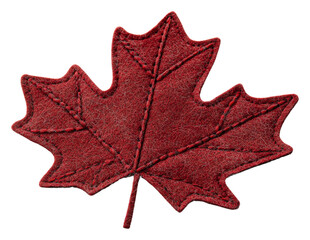 Fototapeta premium Maple leaf in rich red color with detailed texture isolated on transparent background