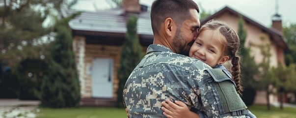 Joyful military dad cherishes time with his young daughter during his leave