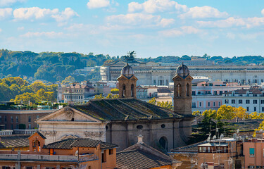 Beautiful telephoto image of the Rome City Center, captured from the Borghese Gardens.  Rome, Italy.