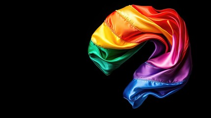 Rainbow flag flowing, dark background, LGBTQ+ pride, design element