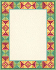 Geometric Border Pattern with Paper Texture and Autumn Harvest Palette