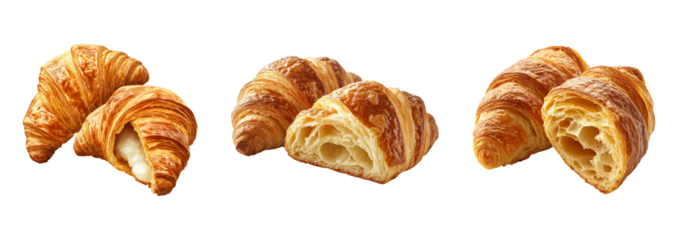 Fresh Croissants on Transparent Background
