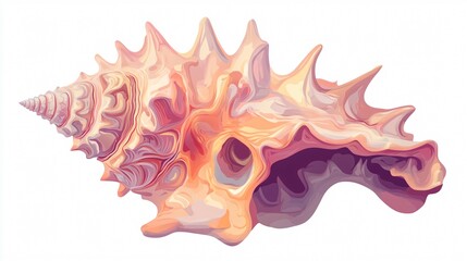 Obraz premium Vibrant Spiky Conch Sea Shell Vector Cartoon Illustration for Designs