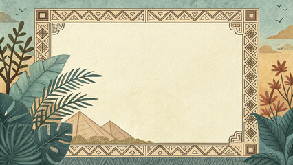 Geometric Border Pattern with Paper Texture and Earthy Elegance Palette