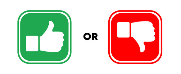 Yes and No, Thumbs up and down icons.	 Isolated on transparent background. 