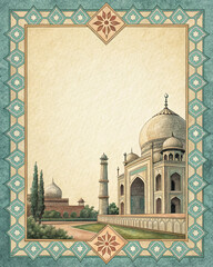 Geometric Border Pattern with Paper Texture and Earthy Elegance Palette