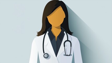 Fototapeta premium Female Doctor Portrait, Medical Professional, Healthcare Website, Minimalist Design, Light Background