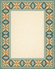 Geometric Border Pattern with Paper Texture and Earthy Elegance Palette