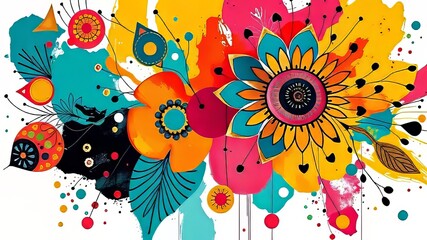Fototapeta premium Vibrant Boho Abstract Background Pattern - Eclectic Elegance