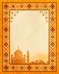 Geometric Border Pattern with Paper Texture and Sunset Glow Palette