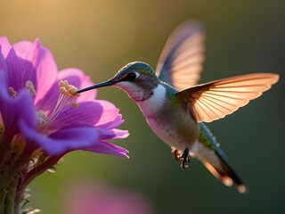 Fototapeta premium hummingbird feeding on flower