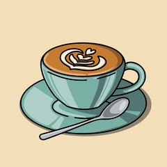 a cup of hot coffee latte