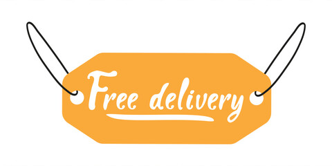 Free delivery tag promoting delivery services for various businesses online