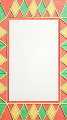 Geometric Border Pattern with Paper Texture and Fresh Summer Vibes Palette