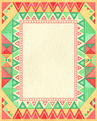 Geometric Border Pattern with Paper Texture and Fresh Summer Vibes Palette