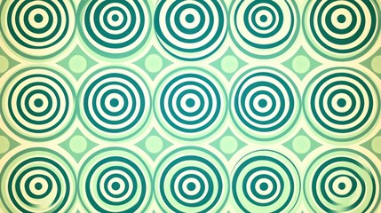 Abstract teal and beige concentric circles pattern.