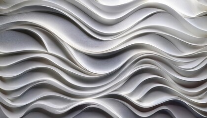Striking 3D White Wave Pattern on Shadowy Decorative Panel, Depicting Modern Artistic Architecture and Intricate Geometry for Wall Adornment.