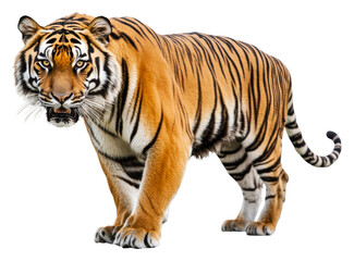 Majestic tiger standing confidently in its habitat isolated on transparent background