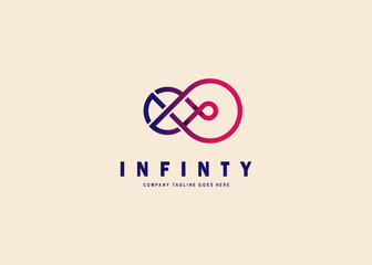 Elegant Infinity Logo with Intertwined Gradient Loops, Concept of Modern and Timeless