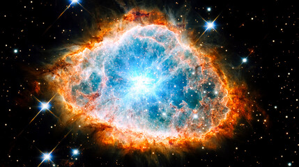 Cosmic explosion discovering stellar nebulae in the wide-angle celestial environment