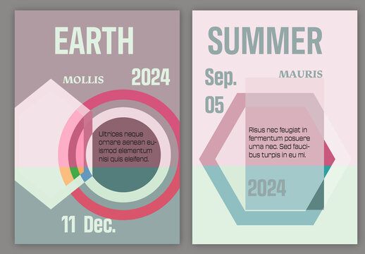Flyer A4 Template with Simple Overlapping Geometrical Shapes Flat Color