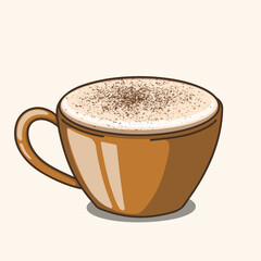 a cup of hot cappuccino