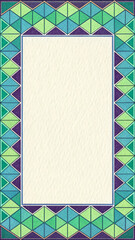Geometric Border Pattern with Paper Texture and Vibrant Earthy Cool Palette
