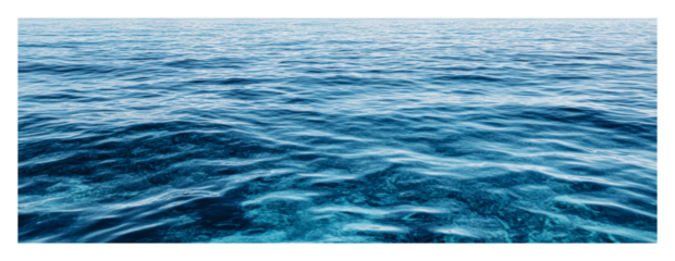Tranquil blue ocean waves under clear sky isolated on transparent background