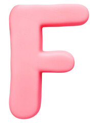 Letter F png pink clay alphabet, transparent background