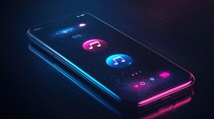 Neon Smartphone Music Player Interface