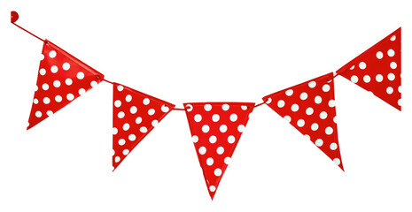 Obraz premium Bright red party decoration with white polka dots isolated on transparent background