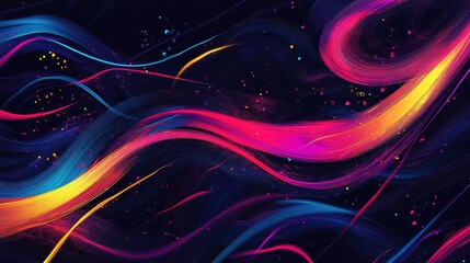 This image showcases a mesmerizing array of vivid neon swirls, intertwining in fluid, graceful motion, creating a sense of energy and vibrant creativity.