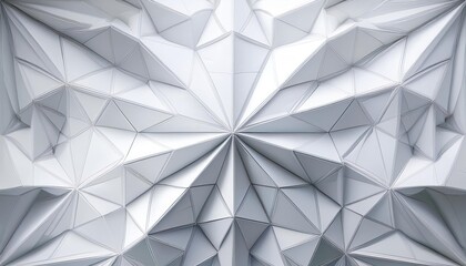 Futuristic 3D Wallpaper White Polygonal Surface with Triangular Pyramids, Showcasing a LightFilled, Stunning, and Highly Detailed Triangular Pyramid Array in a Futuristic Setting.