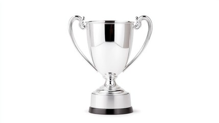 Silver trophy cup on white background, success symbol