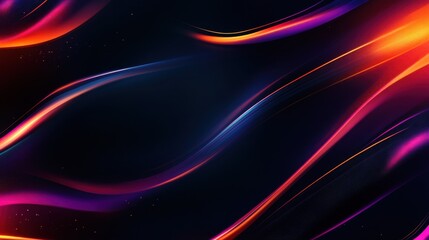 Fototapeta premium Abstract art featuring vibrant, flowing lines of red, orange, and blue against a dark background.