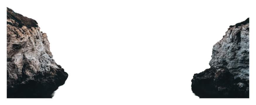 Coastal cliffs meet the calm ocean waters at dusk isolated on transparent background - Powered by Adobe