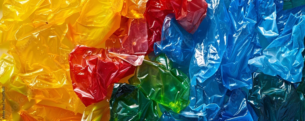 Poster Abstract background created from vibrant plastic wrapping material