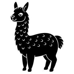 Fototapeta premium Cute Line Art Llama Silhouette Black Vector Illustration