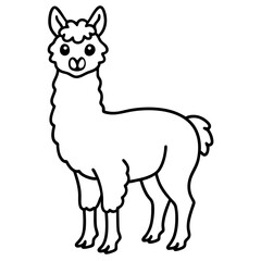 Fototapeta premium Cute Line Art Llama Silhouette Black Vector Illustration