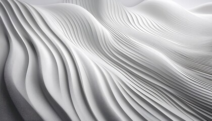 Serene Abstract Artwork on a White Wavy Backdrop, Emphasizing Texture and Movement in a Minimalist Manner, Ideal for Modern Interior Design and Digital Art Appreciation.
