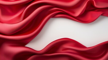 Obraz premium A close-up view of luxurious red satin fabric with flowing waves and smooth texture. This elegant background offers a perfect canvas for various design and creative projects.