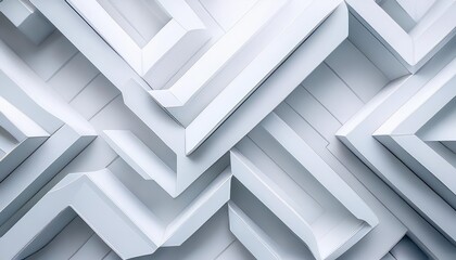 Striking Geometric 3D Structure Against a Minimalist Tech Backdrop in Cool Tones, Highlighting Modern Architecture and CuttingEdge Technology.