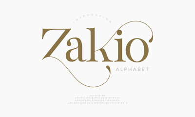 Zakio typography beauty fashion elegant minimalist serif italic fonts decorative wedding vintage retro logos. Minimal luxury font alphabet logo. Vector illustration
