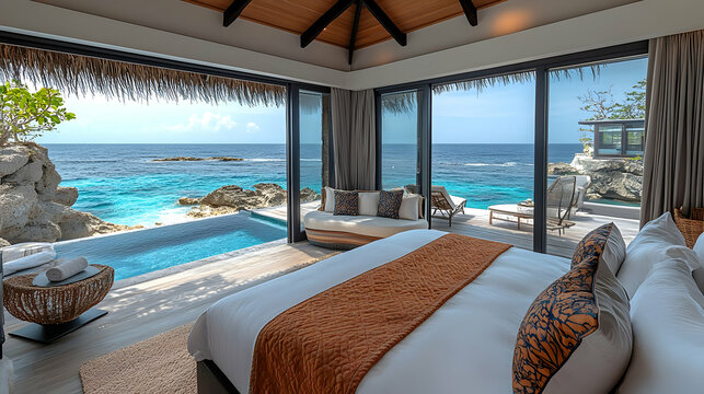 Luxury Oceanfront Bedroom with Private Pool and Breathtaking View